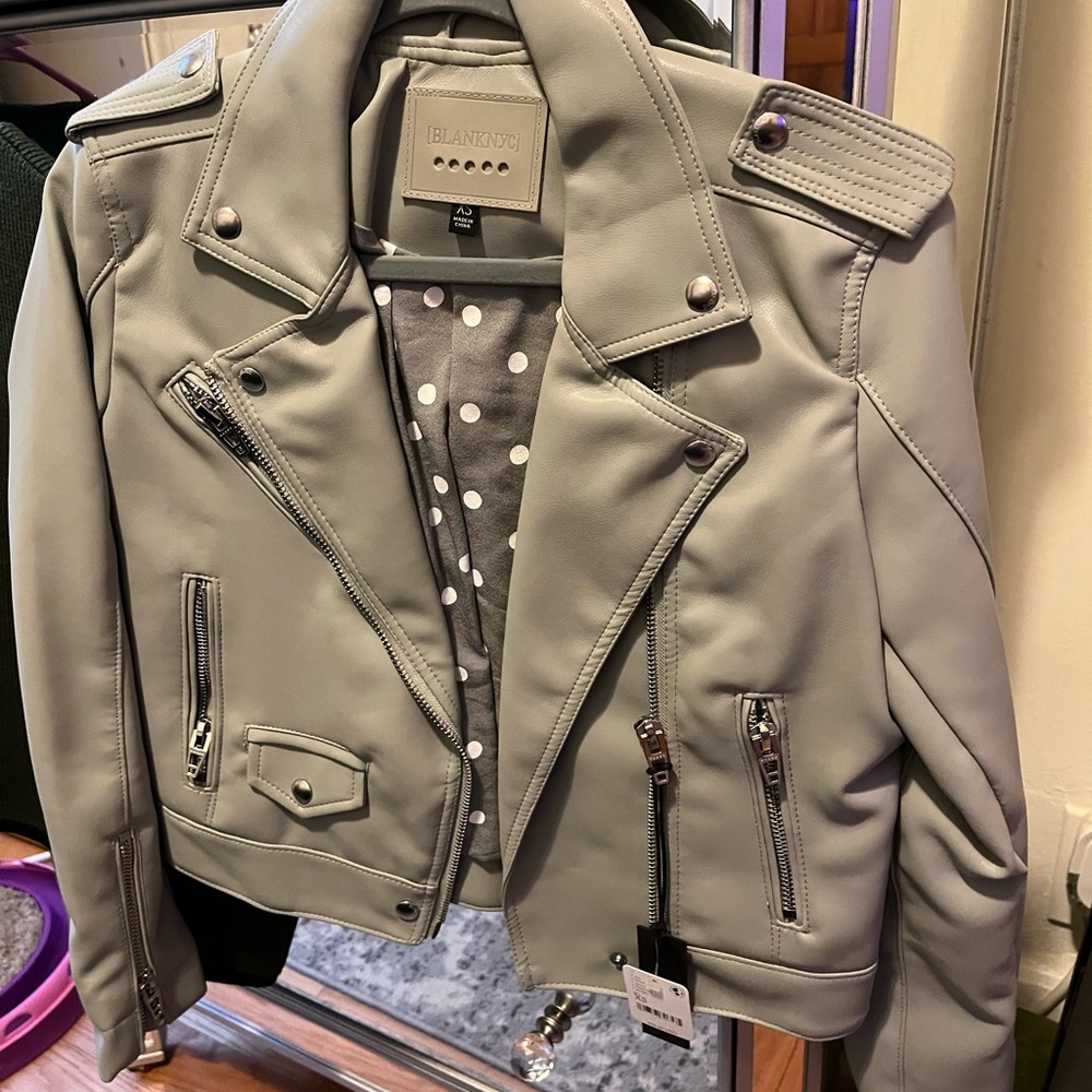 Blank NYC Women's Gray Leather Jacket